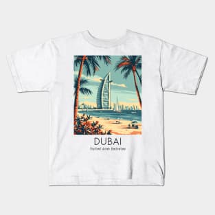 A Vintage Travel Illustration of Dubai - United Arab Emirates Kids T-Shirt